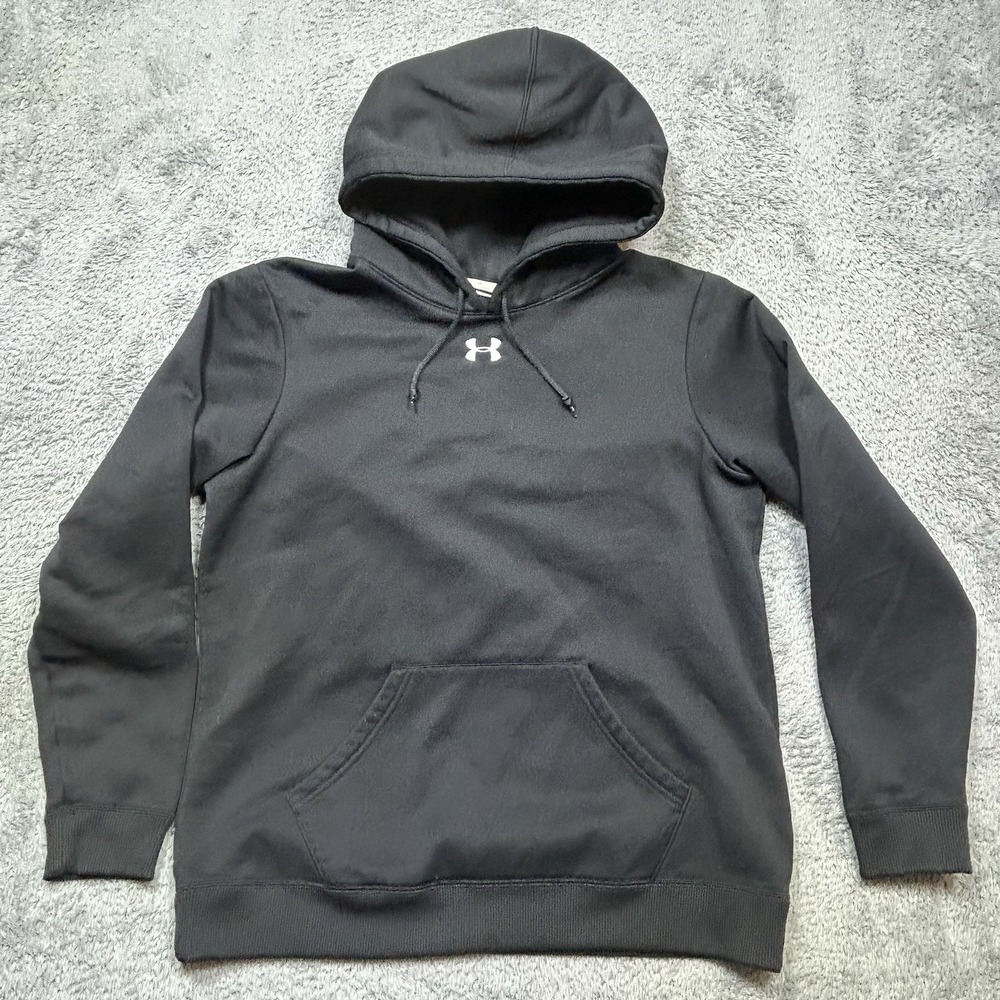 Under Armour Hoodie Women's S Black Loose Fit Kangaroo Pocket Hustle Fleece